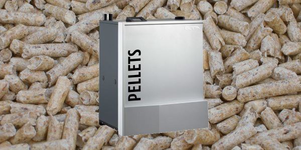 Modern wood pellet biomass boiler heating system