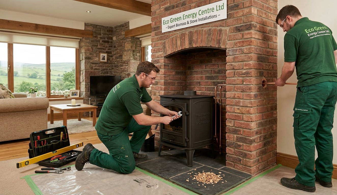 Professional plumbing connections for back boiler stove