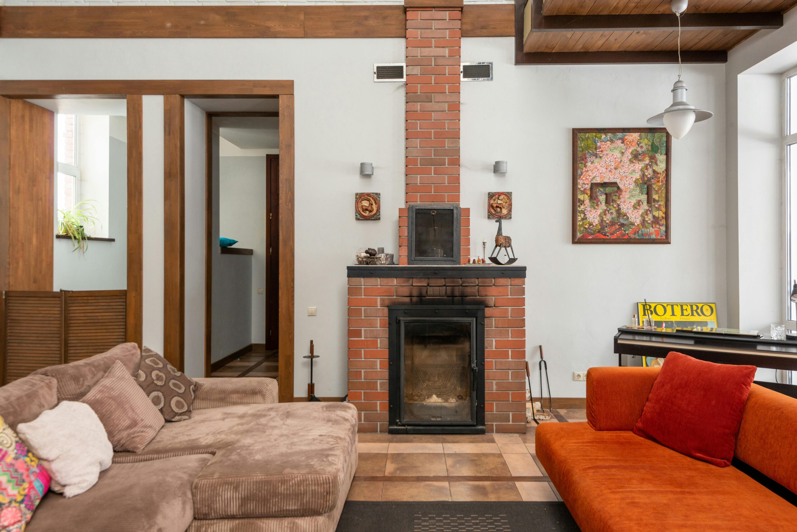 Back boiler stove connected to domestic heating system
