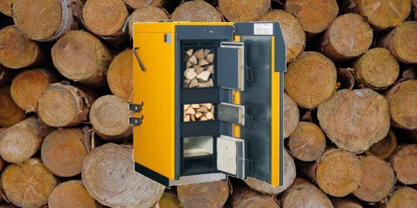 High efficiency log biomass boiler for rural heating