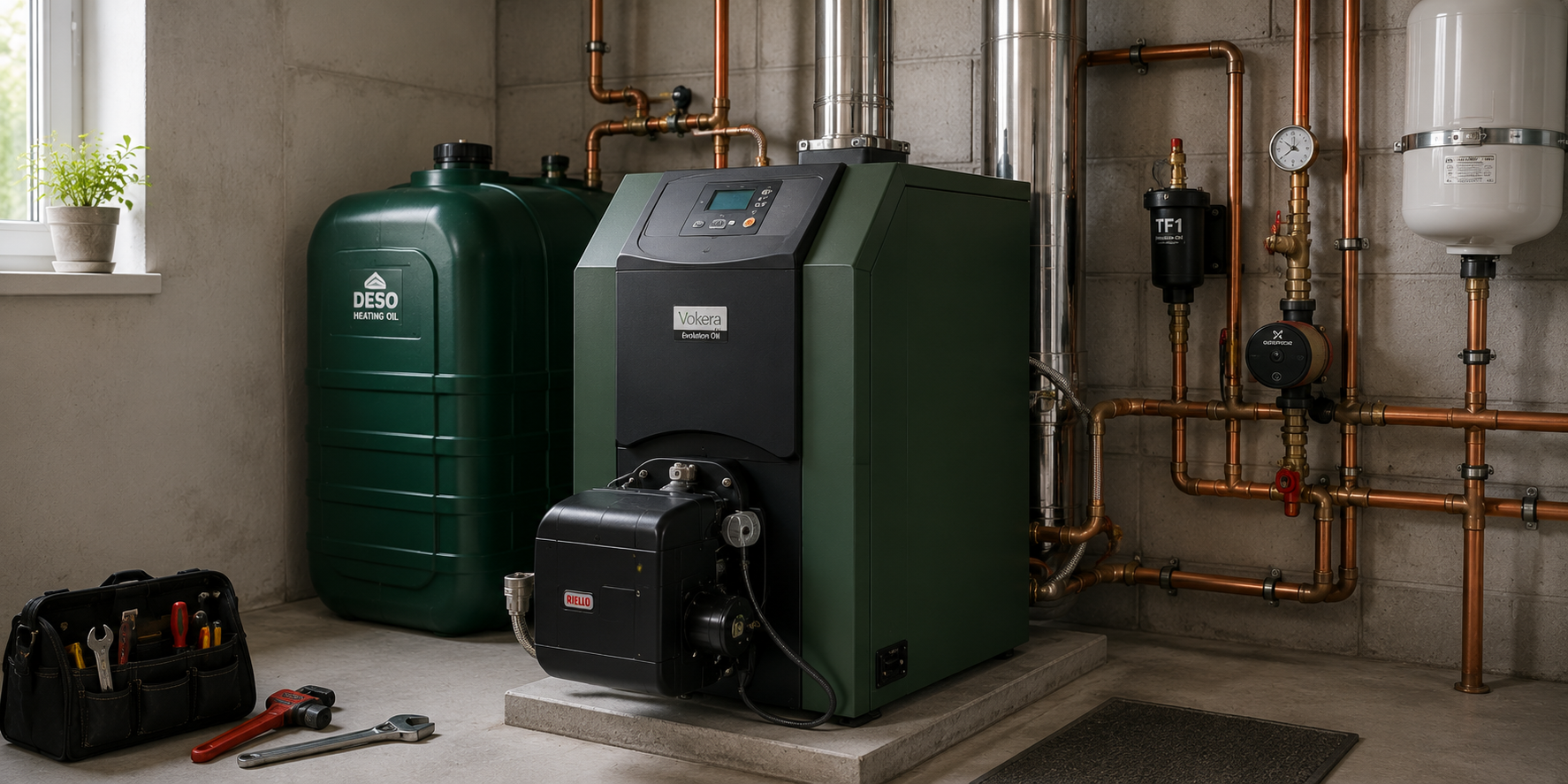 Energy-efficient oil boiler installation completed by professional heating engineers