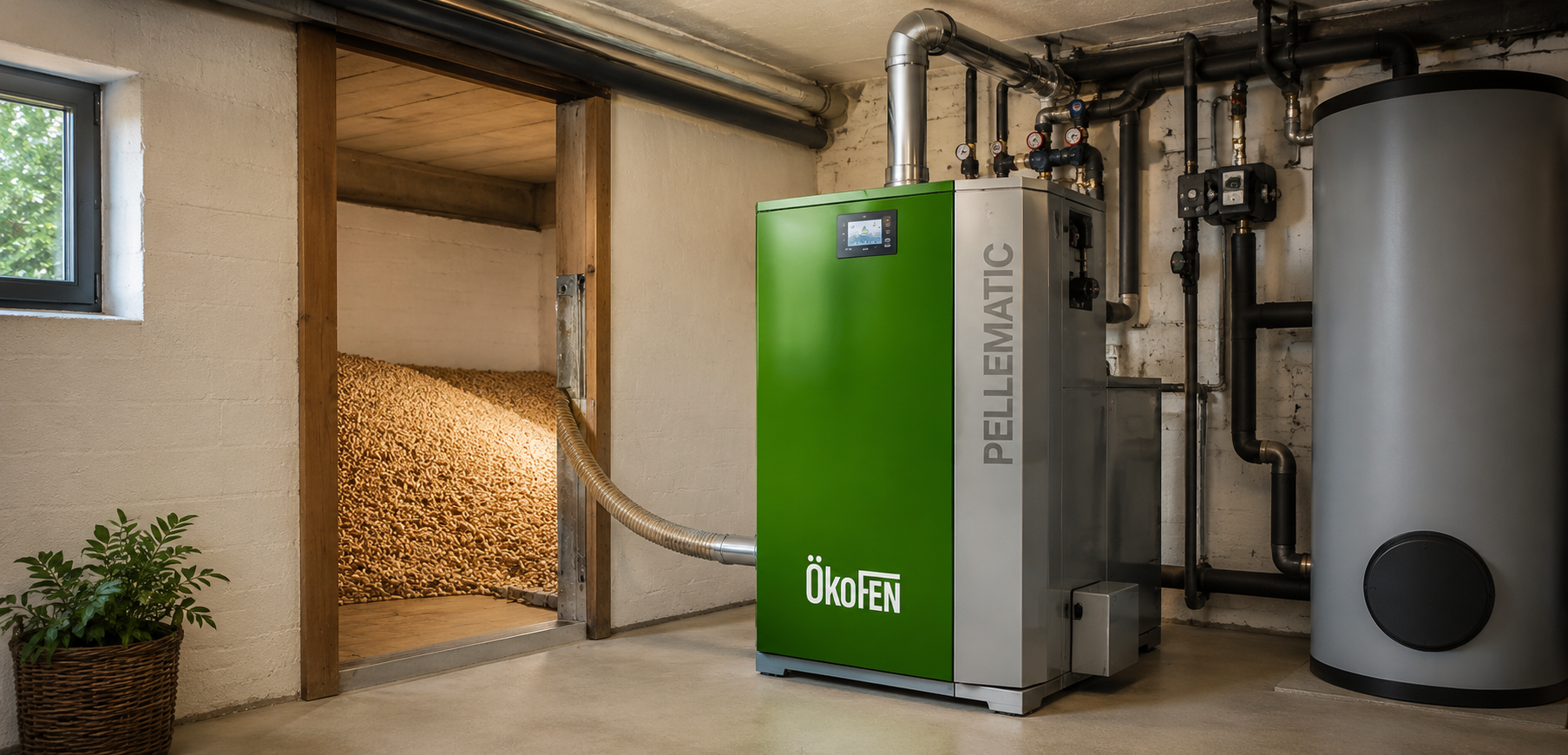 Modern biomass boiler installation system for homes, farms and commercial properties in Cumbria and South West Scotland